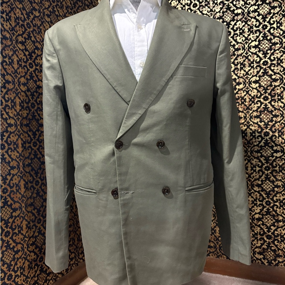 Elegant Men's Double-Breasted Blazer - Sage by French Crown